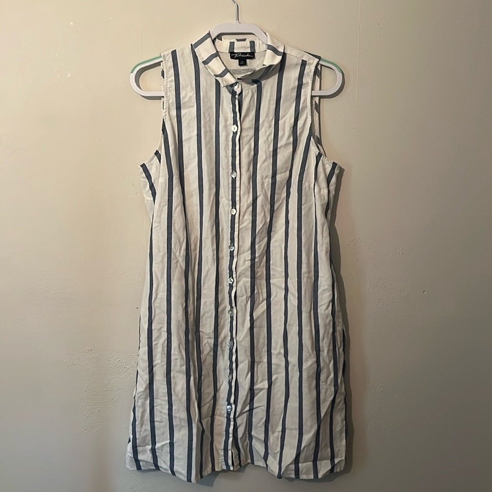 Striped Button Up Linen Dress
